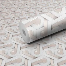 WallDaddy White & Metallic-Toned Maze Designed Self Adhesive Wallpaper image 4