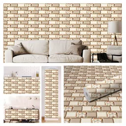 WallDaddy Beige Geometric Printed Self Adhesive Wallpaper image 4