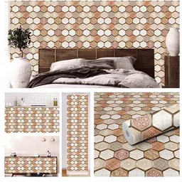 WallDaddy Beige & Brown Geometric Design Self Adhesive Wallpaper image 4