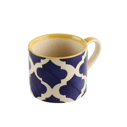 VarEesha White And Blue Set Of 6 Hand painted Ceramic Glossy Mugs 150 ml Each image 3
