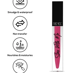 Renee Stay With Me Non Transfer Matte Liquid Lipstick with Vitamin E 5ml-Rule Of Raspberry image 4