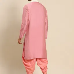 KISAH Men Pink & White Embellished Thread Work Straight Kurta image 5