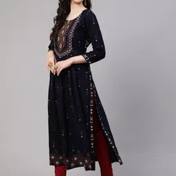KALINI Ethnic Motifs Printed Sequinned Anarkali Kurta image 5