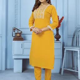 Rujave Embroidered Straight Kurta Set image 4