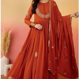 Georgette Stitched Flared/A-line Gown-image-26