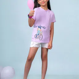 NUSYL Girls Graphic Printed Round Neck Cotton T-shirt image 4