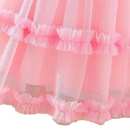 BAESD Girls Floral Printed Flutter Sleeves Ruffled Tulle Net Fit & Flare Dress image 3
