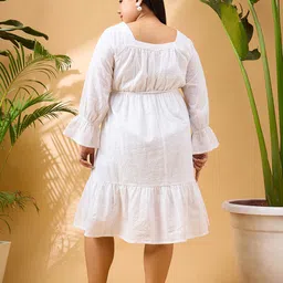 SASSAFRAS Curve Plus Size Striped Fit & Flare Pure Cotton Dress image 4