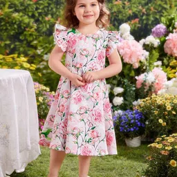 BAESD Floral Print Flutter Sleeve Fit & Flare Dress image 4