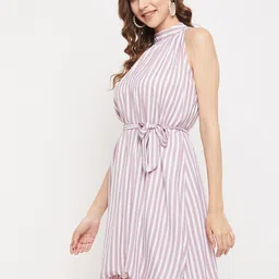 Ruhaans Women's  Striped Georgette Fit & Flare Dress image 3