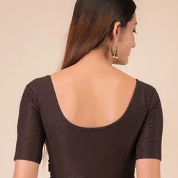 Bindigasm's Advi Self-Design Cotton Stretchable Readymade Saree Blouse image 2