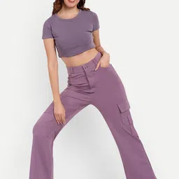 Next One Women Smart Straight Fit High-Rise Easy Wash Cargos image 3