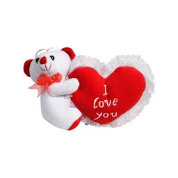 Ultra Unisex Kids White & Red Teddy Bear Stuffed Animal Plush Bear with Be My Valentine Red Heart Soft Toy image 4