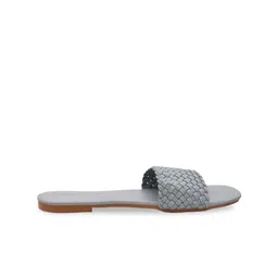 OLIVE MIST Woven Design Open Toe Flats image 4