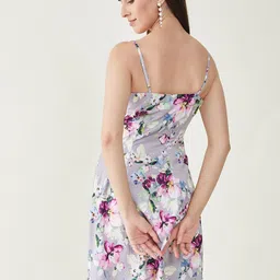 Bitterlime Floral Printed Shoulder Straps Sheath Dress image 3