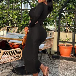 StyleCast x Revolte Black Bodycon Midi Dress image 2