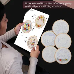 embroiderymaterial Pack of 5 DIY Embroidery Kit for Beginners, Cross Stitch Kit with 5 Designs image 2