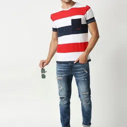 Pepe Jeans Men Blue Tapered Fit Low-Rise Mildly Distressed Heavy Fade Stretchable Jeans image 2