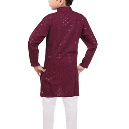 BAESD Boys Ethnic Motifs Embroidered Regular Sequinned Straight Kurta With Pyjamas image 4