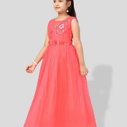 BAESD Girls Floral Embroidered Net Fit & Flare Maxi Dress image 2