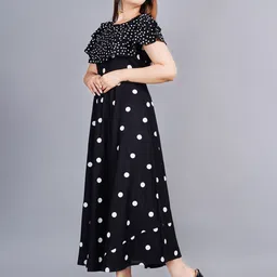 Mintmarie Polka Dot Print Cape Sleeve Maxi Dress image 4