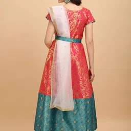 VIVARAA FASHION Ethnic Motifs Printed Fit & Flare Maxi Dress With Dupatta image 3