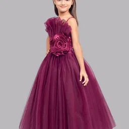 Pink Chick Girls Shoulder Strap Ruffled Tulle Net Maxi Gown image 3
