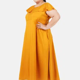 Indietoga Plus Size Mustard Yellow Crepe Maxi Dress image 3