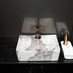 inletcera 2 in 1 Designer Ceramic Wash basin 16x12(M07) (16x12x5)(M07)Tap Table Top Basin image 2