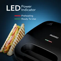 agaro Primo Sandwich Maker, Non Stick Coated Grill Plates, 750W, 90 Degrees Plate Open Grill image 3