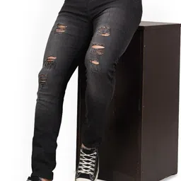 LINARIA Men Classic Slim Fit Mildly Distressed Light Fade Jeans-image-80