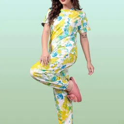 SAKARMAA Women Abstract Printed Round Neck Night suit image 2
