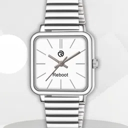 REBOOT Men Printed Dial & Stainless Steel Bracelet Style Straps Analogue Watch New76_152 Chuan White image 3