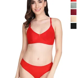 Liigne Women Pack Of 5 Everyday Lightly Padded Bra Pure Cotton Lingerie Set-picture-38