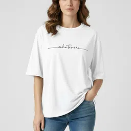 Calm Down Women Typography Printed Drop-Shoulder Sleeves T-shirt-picture-22