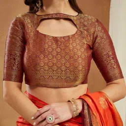 KAVINDI Ethnic Motifs Woven Design Zari Banarasi Saree image 2