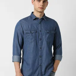 VAN HEUSEN DENIM LABS Spread Collar Slim Fit Cotton Shirt-picture-48