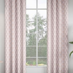 GM Peach-Coloured & White Set of 2 Geometric Room Darkening Door Curtain-picture-11