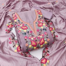 Maroosh Floral Embroidered Unstitched Dress Material-picture-1