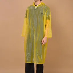 Dollar Unisex Yellow Lightweight Waterproof Reusable & Adjustable Hood Rain Poncho image 4