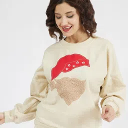 Athena Women Embroidered Round Neck Sweatshirt-image-63