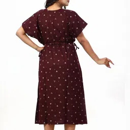 NIGHTFAB Maroon Maroon Printed Nightdress image 2