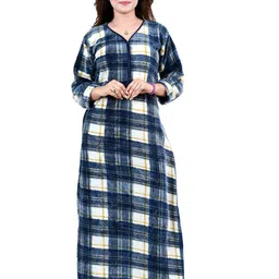 MIAVII CREATION Women Checked Maxi Nightdress-picture-27
