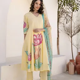 Anni Designer Women Floral Printed A-Line Kurta with Trousers & Dupatta image 2