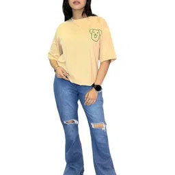 JAC INDIAN Women Printed Extended Sleeves Raw Edge T-shirt image 3