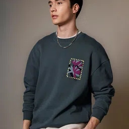 DeFacto Men Floral Embroidered Round Neck Cotton Pullover Sweatshirt-picture-20