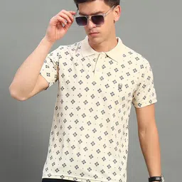 STELVIN Men Geometric Printed Polo Collar Cotton T-shirt-picture-21