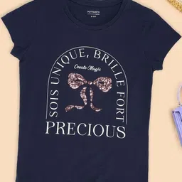 Pantaloons Junior Girls Graphic Printed Round Neck Cotton T-shirt-image-14
