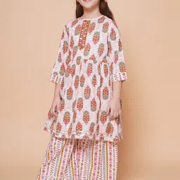 Kidotsav Girls Floral Printed Regular Kurta with Sharara image 3