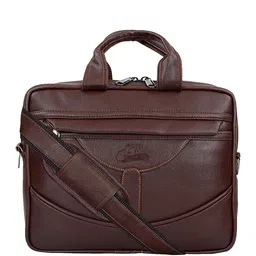 Leather World Unisex Solid Zip Laptop Bag-picture-54